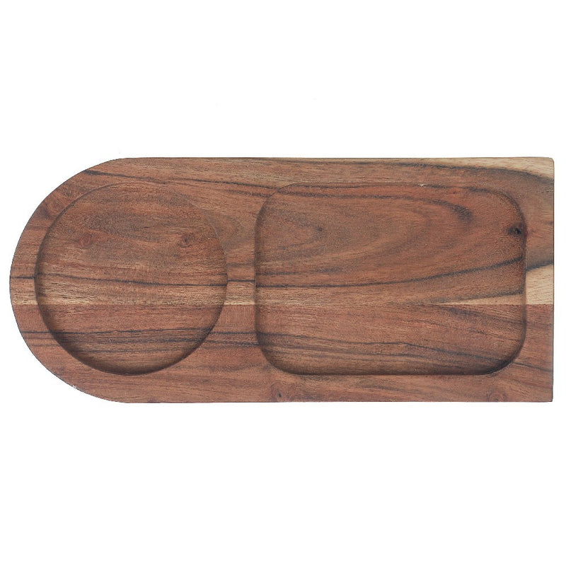 Custom Acacia Wood 2 Section Serving Tray