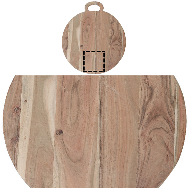 Custom Acacia Wood Round Serving Board With Handle 18"