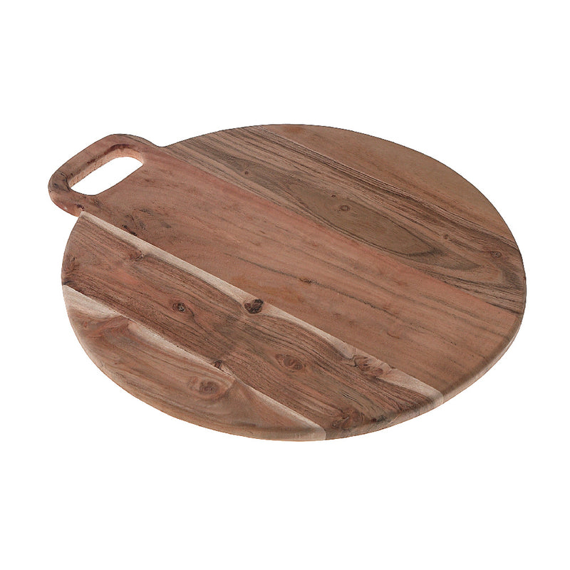 Custom Acacia Wood Round Serving Board With Handle 18"