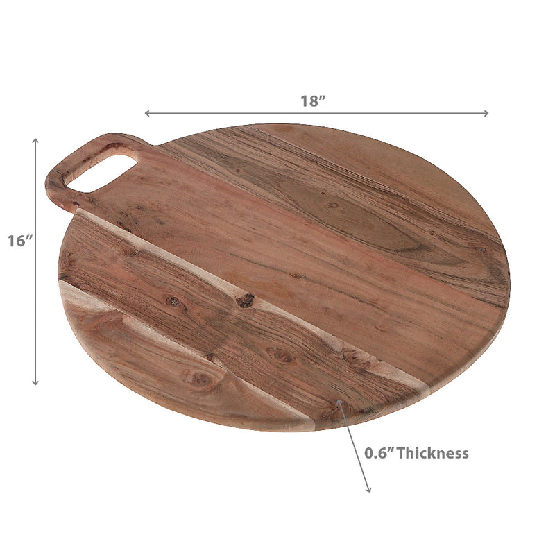 Custom Acacia Wood Round Serving Board With Handle 18"