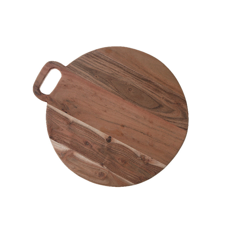 Custom Acacia Wood Round Serving Board With Handle 18"