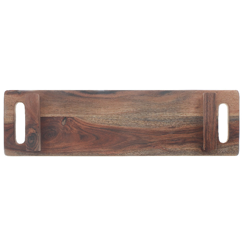 Custom Acacia Wood Rectangle Serving Board With Dual Handle On Stand