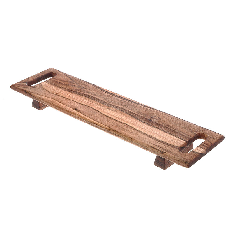 Custom Acacia Wood Rectangle Serving Board With Dual Handle On Stand