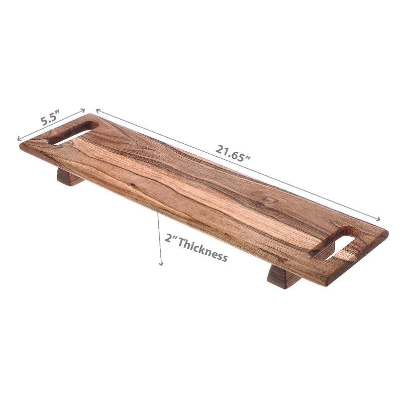 Custom Acacia Wood Rectangle Serving Board With Dual Handle On Stand