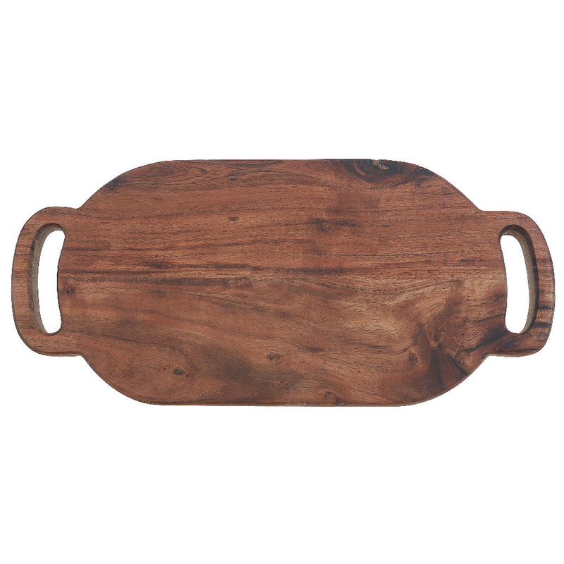 Custom Acacia Wood Oval Serving Tray With Double Handle