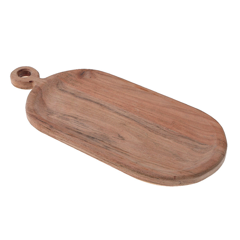 Custom Acacia Wood Oval Serving Tray With Single Handle