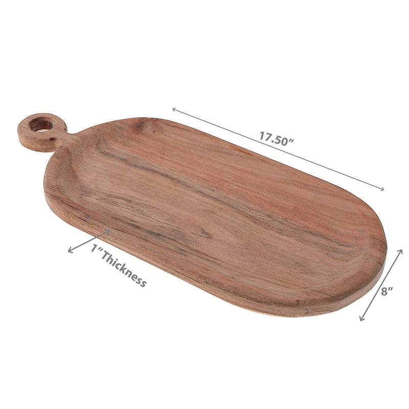 Custom Acacia Wood Oval Serving Tray With Single Handle