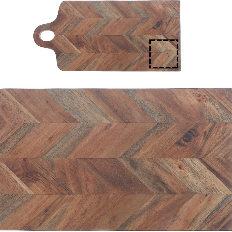 Custom Acacia Wood Rectangle Chevron Serving Board With Handle