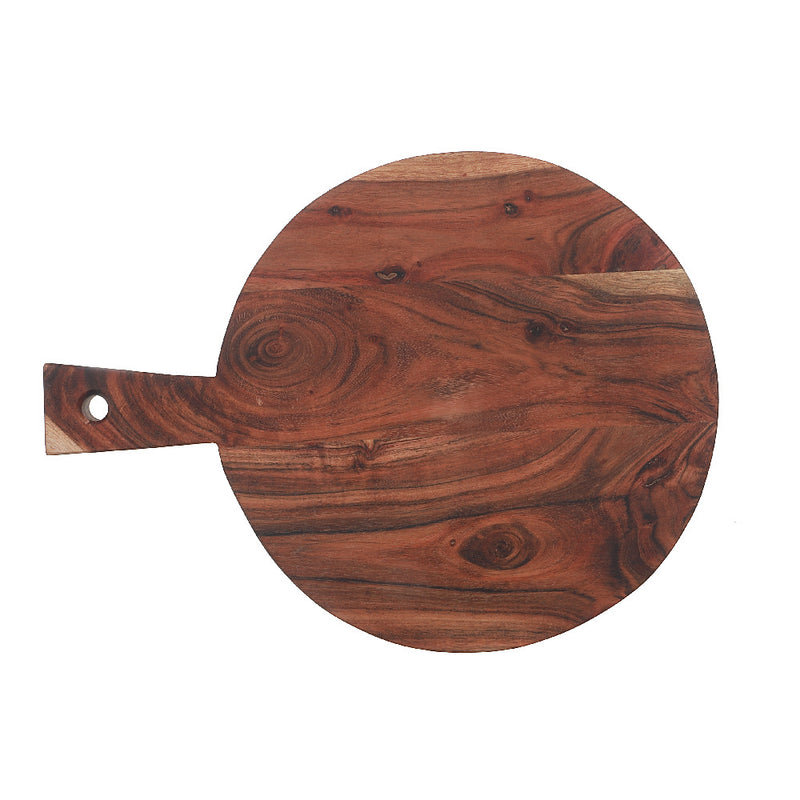 Custom Acacia Wood Round Serving Tray With Handle