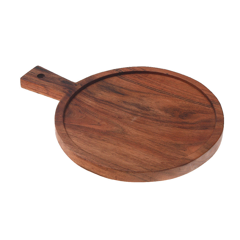 Custom Acacia Wood Round Serving Tray With Handle