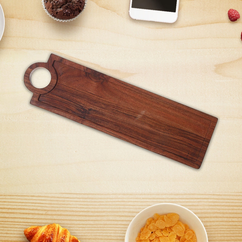 Custom Acacia Wood Rectangle Serving Tray With Handle