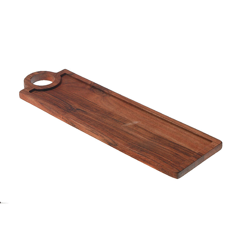 Custom Acacia Wood Rectangle Serving Tray With Handle