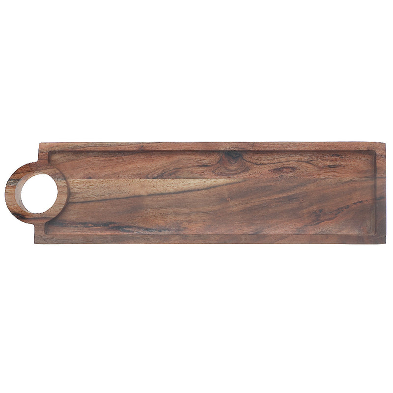 Custom Acacia Wood Rectangle Serving Tray With Handle