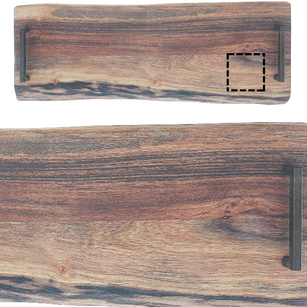 Custom Acacia Wood Live Edge Serving Board With Iron Handles