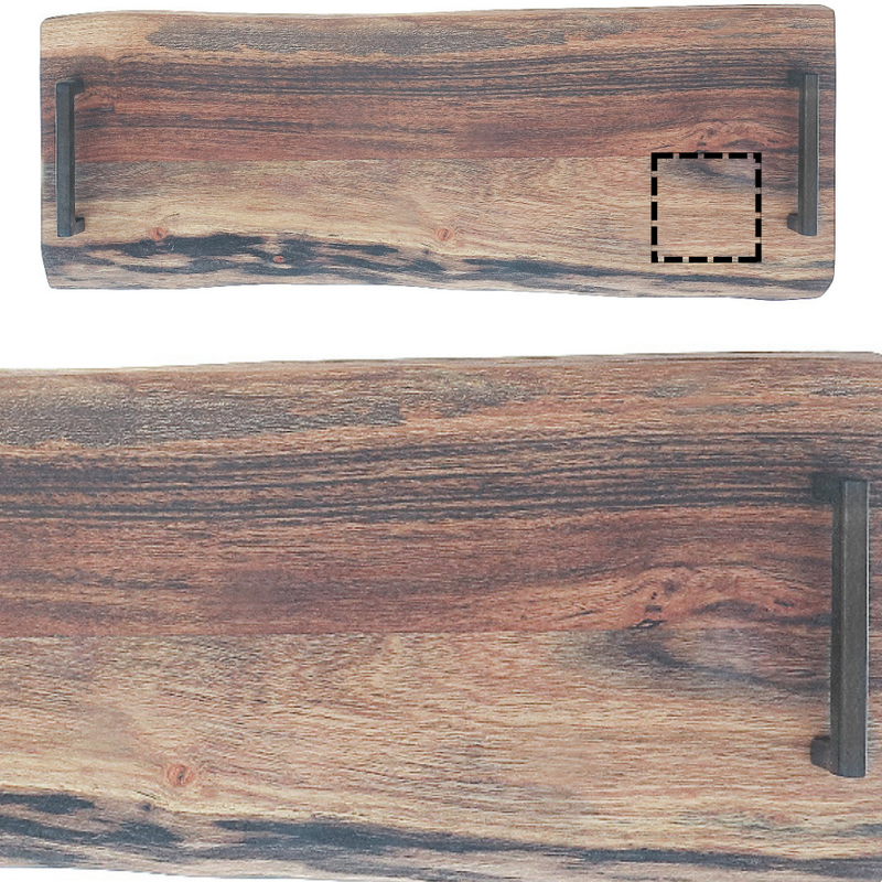 Custom Acacia Wood Live Edge Serving Board With Iron Handles