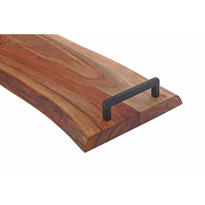 Custom Acacia Wood Live Edge Serving Board With Iron Handles