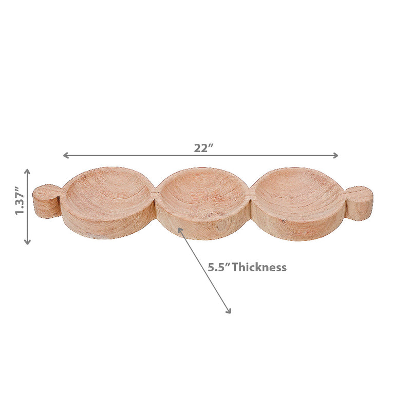 Custom Acacia Wood 3 Portion Serving Tray