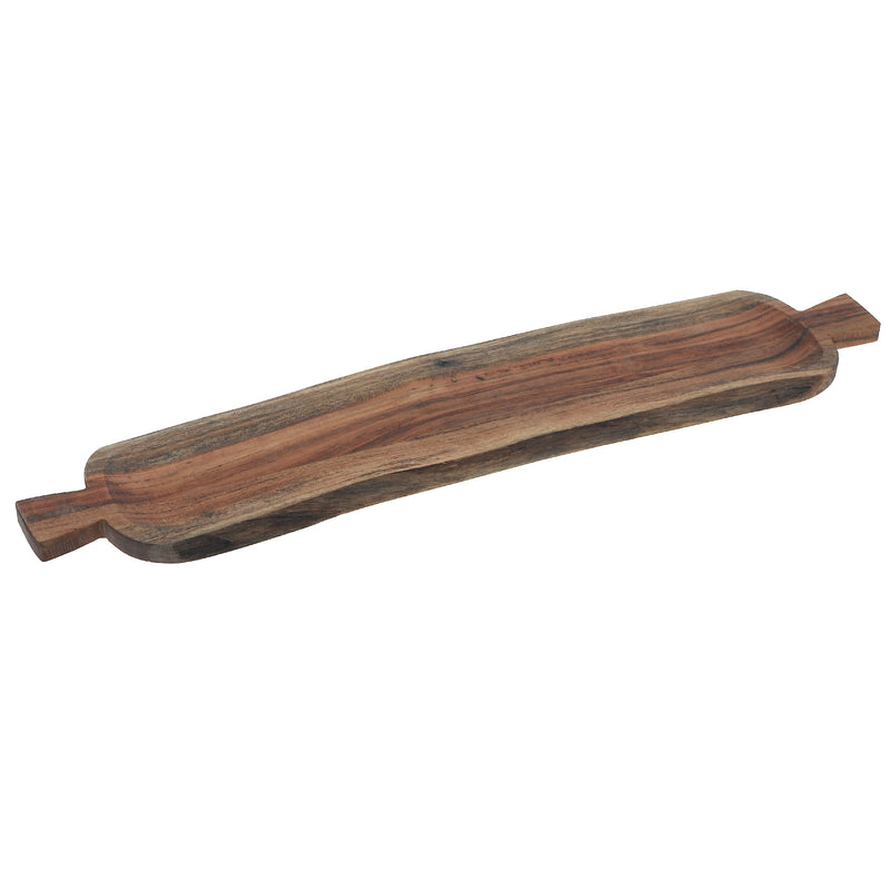 Acacia Wooden Live Edge Bevelled Serving Board With Handles