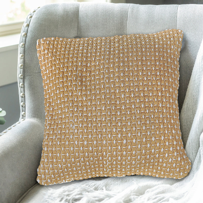 Microfibre Handloom Cushion Ochre 18 X 18 - Set of 2