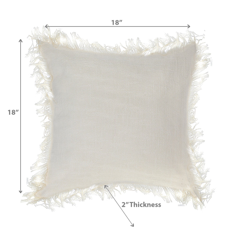 Slub Cotton Ivory Cushion Chloe 18 X 18 - Set of 2