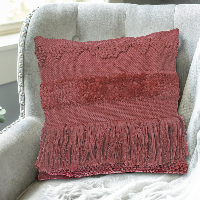 Handloom Fringe Cushion Carrot - Set of 2