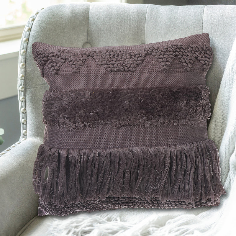 Handloom Fringe Cushion Lilac - Set of 2