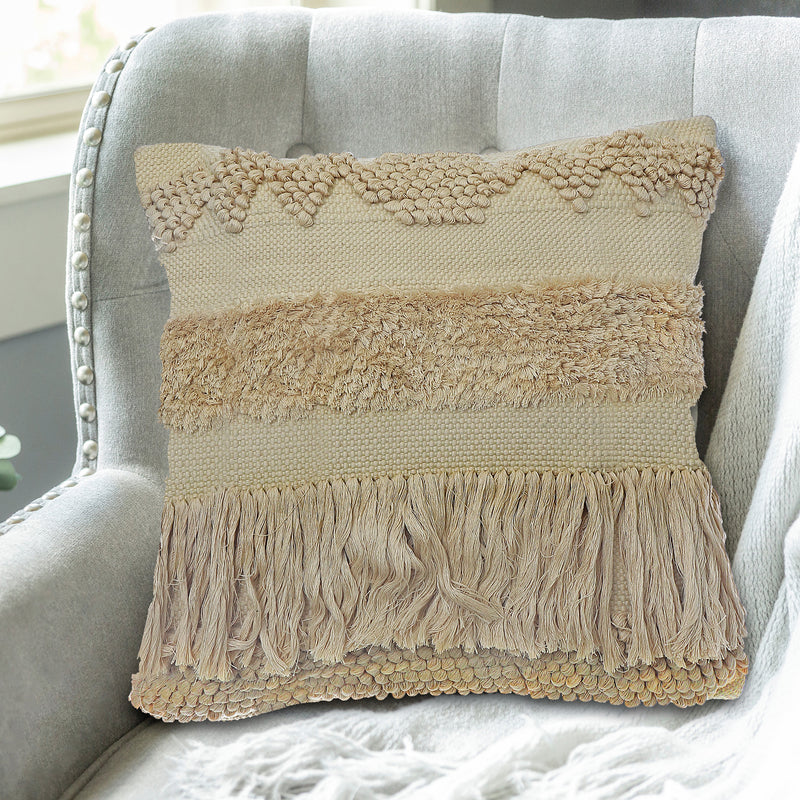 Handloom Fringe Cushion Lemon - Set of 2