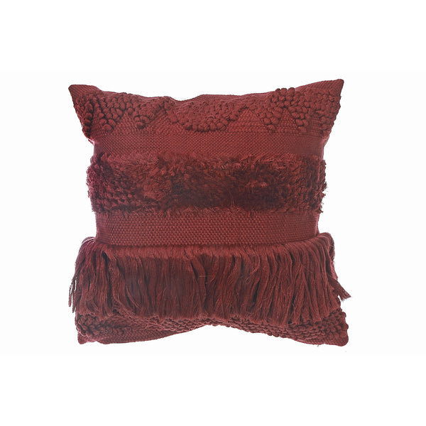 Handloom Fringe Cushion Maroon - Set of 2