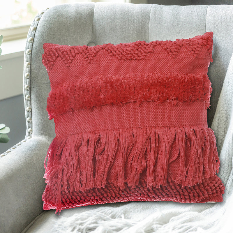 Handloom Fringe Cushion Rust - Set of 2