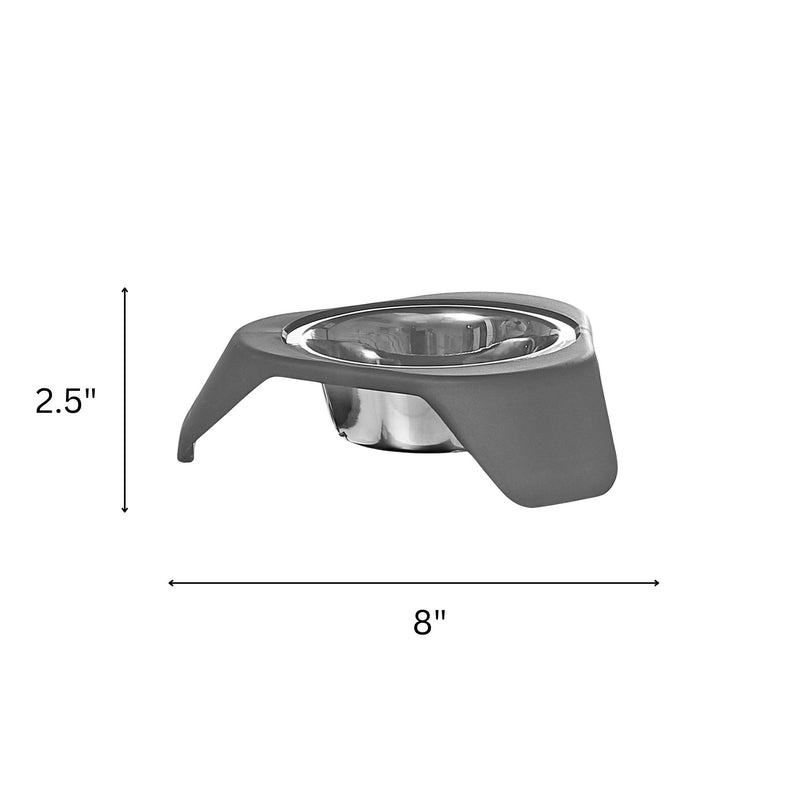 Stainless Steel Pet Bowl With Stand  Grey - Set of 2