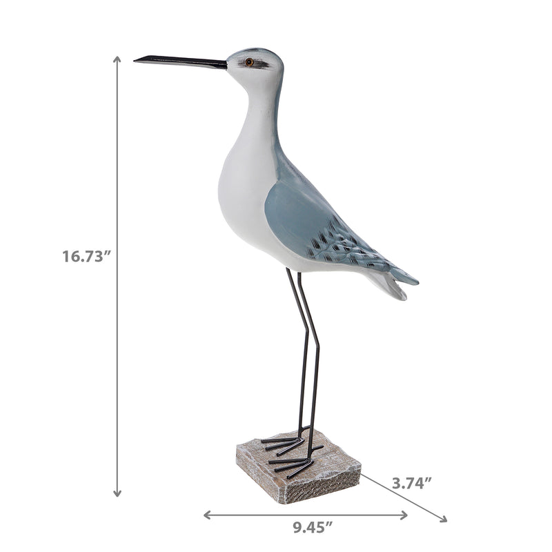 Wooden Seagull Metal Leg On Stand Decor