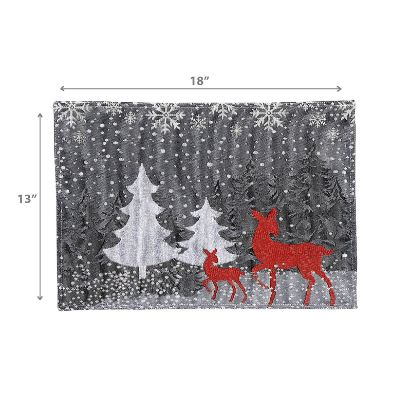 Tapestry Placemat Reindeer and Tree 13 X 18 - Set of 12