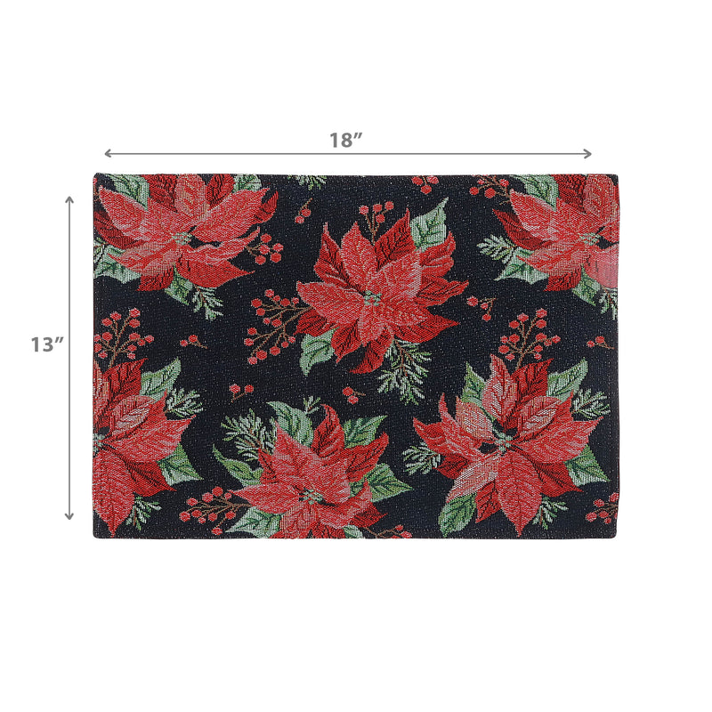 Tapestry Placemat Multi Poinsettia 13 X 18 - Set of 12