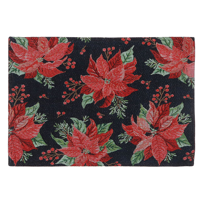 Tapestry Placemat Multi Poinsettia 13 X 18 - Set of 12