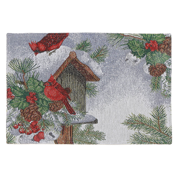 Tapestry Placemat Birdhouse Cardinal 13 X 18 - Set of 12