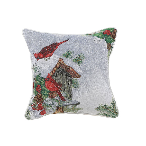 Tapestry Cushion Birdhouse Cardinal 18 X 18 - Set of 2