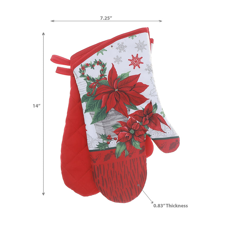 Oven Mitts 2 Pcs Poinsettia - Set of 2