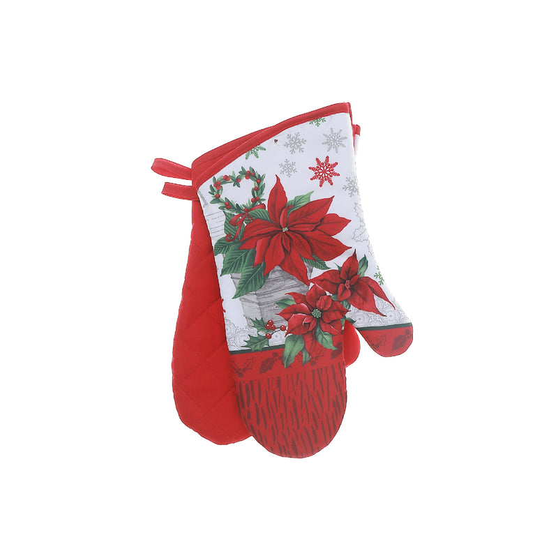 Oven Mitts 2 Pcs Poinsettia - Set of 2