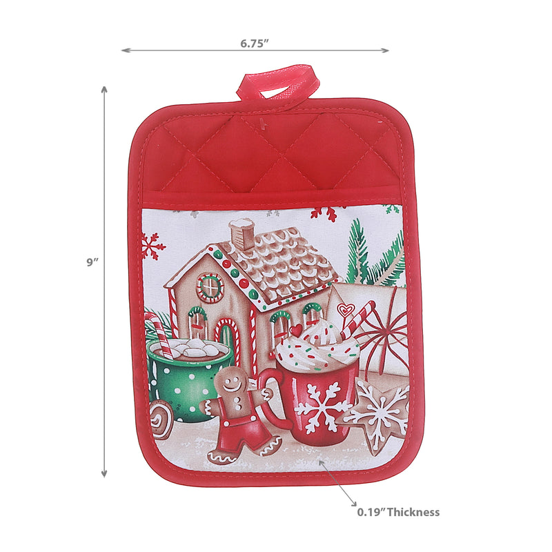 Pot Holder With Pocket House - Set of 6