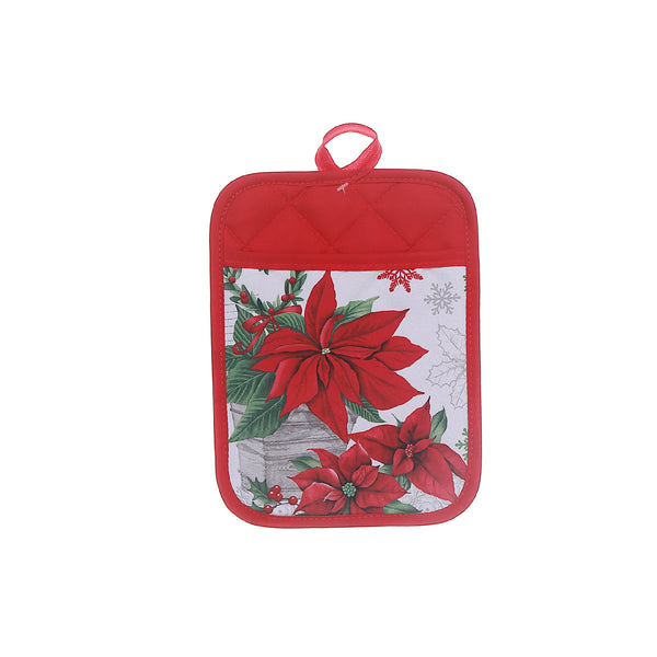 Pot Holder With Pocket Poinsettia - Set of 6