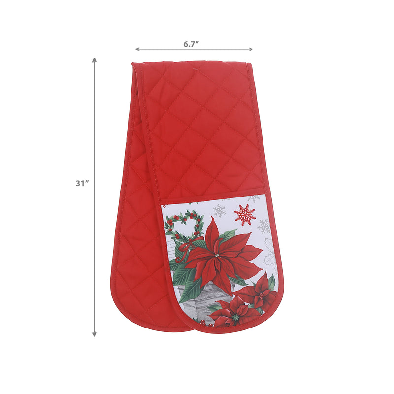 Double Oven Mitt Poinsettia - Set of 2