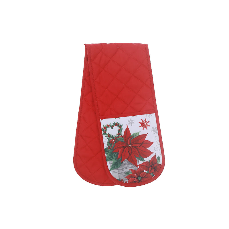 Double Oven Mitt Poinsettia - Set of 2