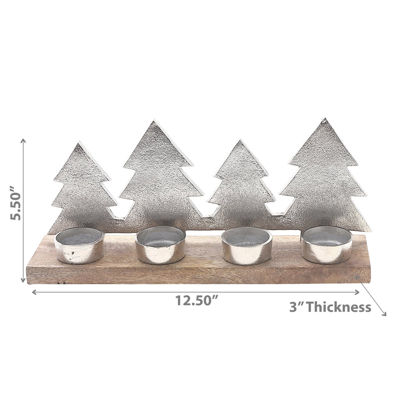 Christmas Metal Star Tree 4 Tealight Holder (Silver)