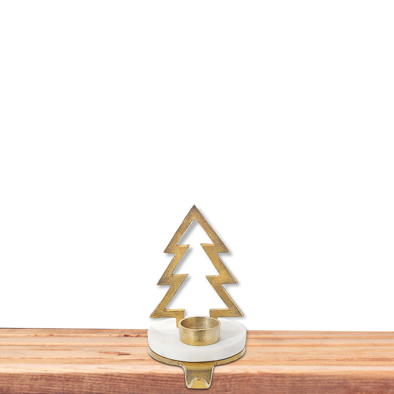 Christmas Tree With Tealight Stocking Holder (Gold)