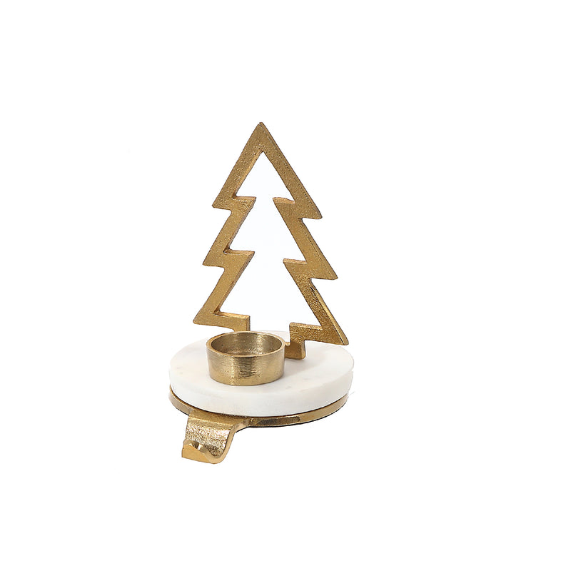 Christmas Tree With Tealight Stocking Holder (Gold)