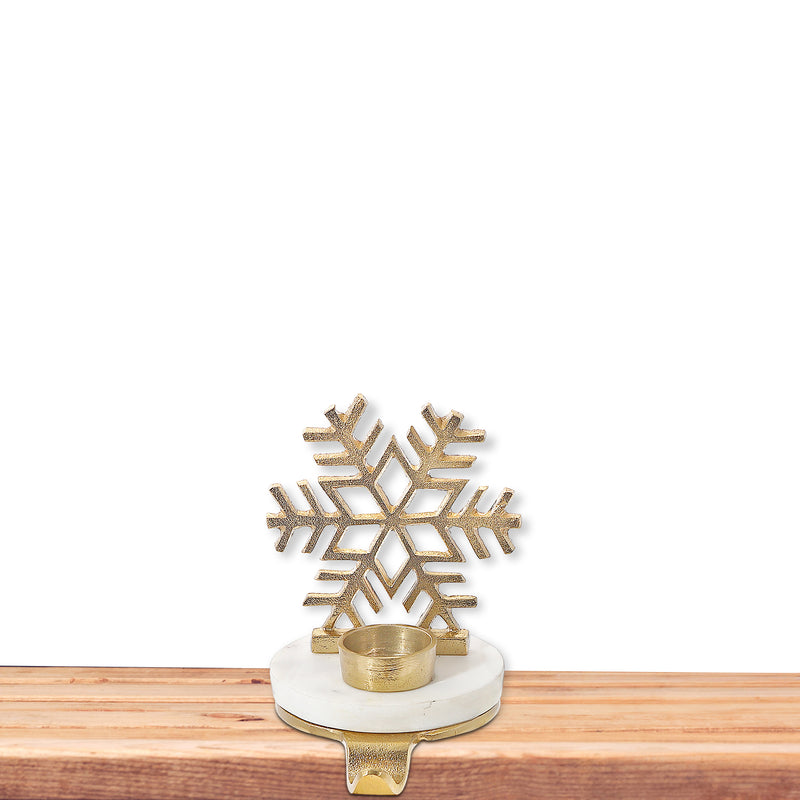 Christmas Snowflake With Tealight Stocking Holder (Gold)