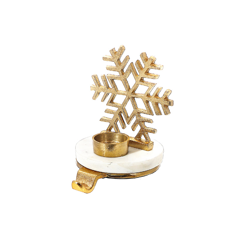 Christmas Snowflake With Tealight Stocking Holder (Gold)