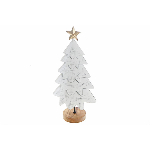 White Layer Tree With Acacia Base Large