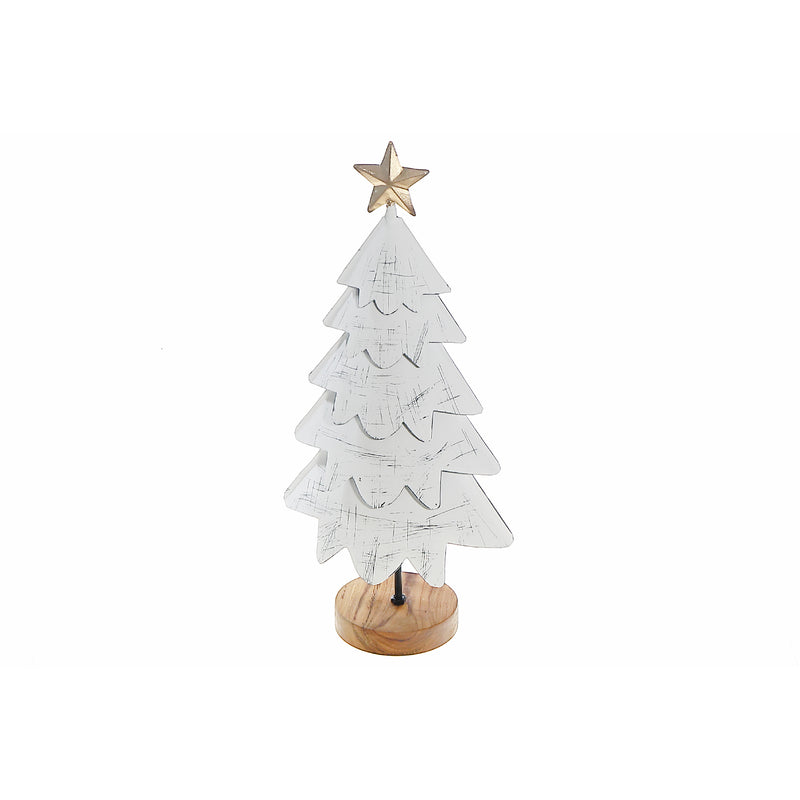 White Layer Tree With Acacia Base Large