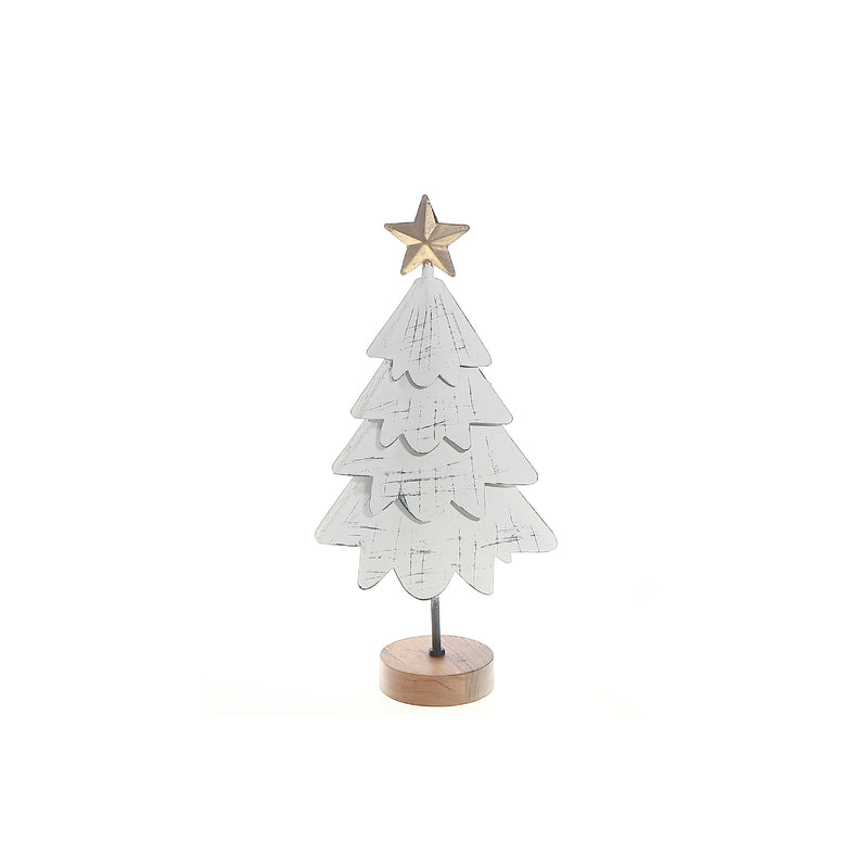 White Layer Tree With Acacia Base Small